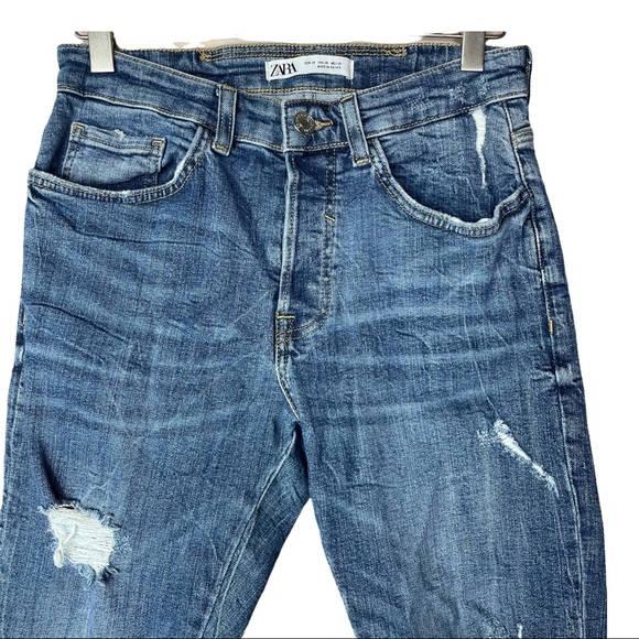 Zara distressed high waisted fit size 27 butterfly jeans. - Picture 2 of 7